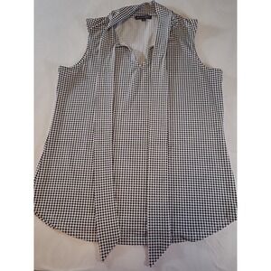 Adrianna‎ Papell Black and White Tie Neck Blouse Size Small